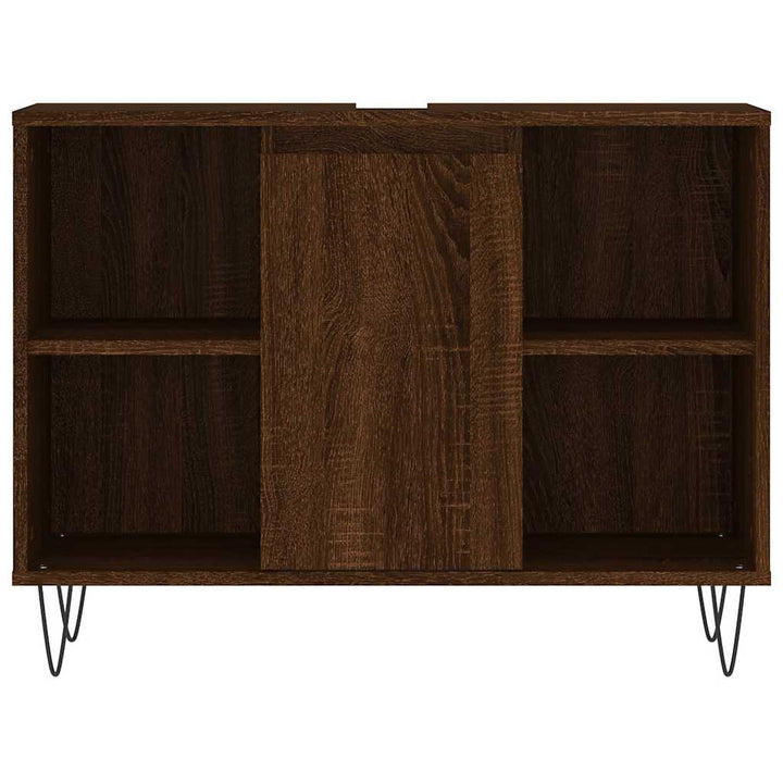 badeværelsesskab 80x33x60 cm konstrueret træ brun egetræsfarve