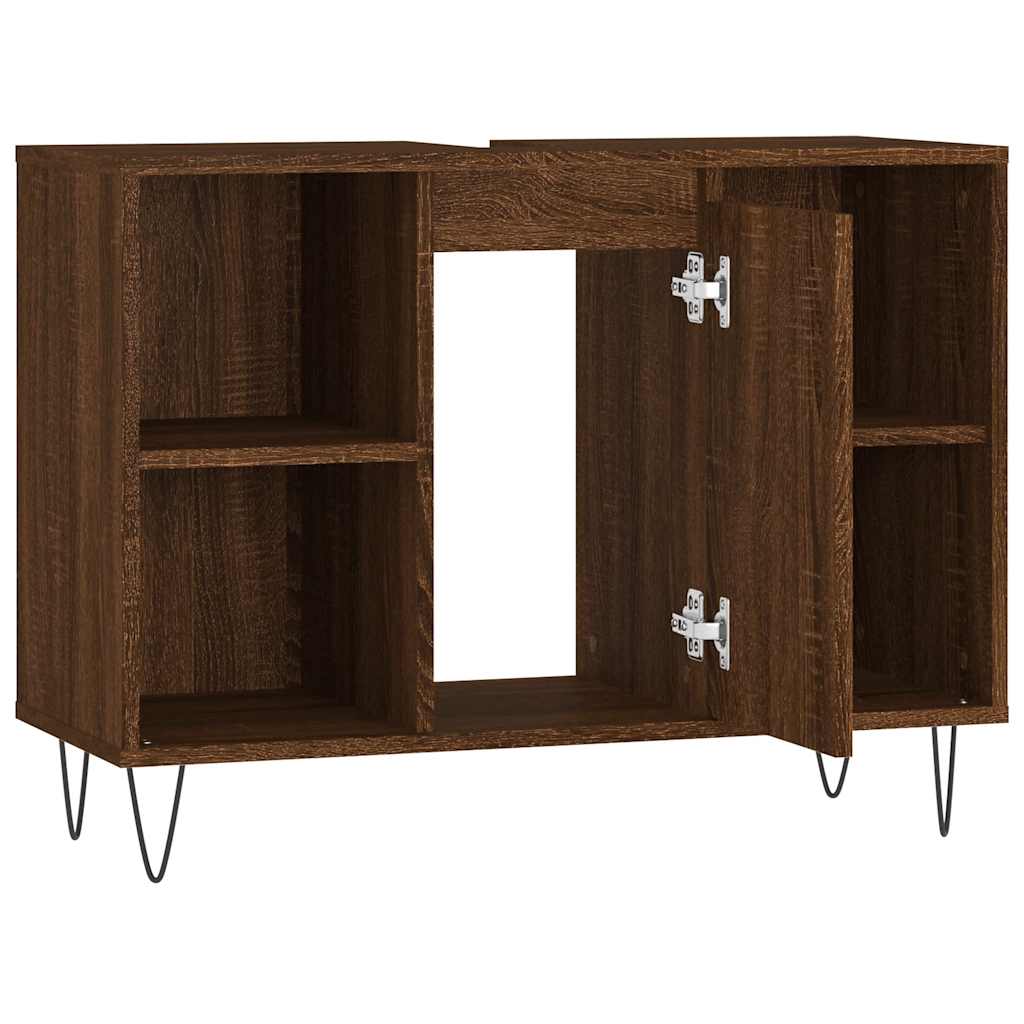 badeværelsesskab 80x33x60 cm konstrueret træ brun egetræsfarve