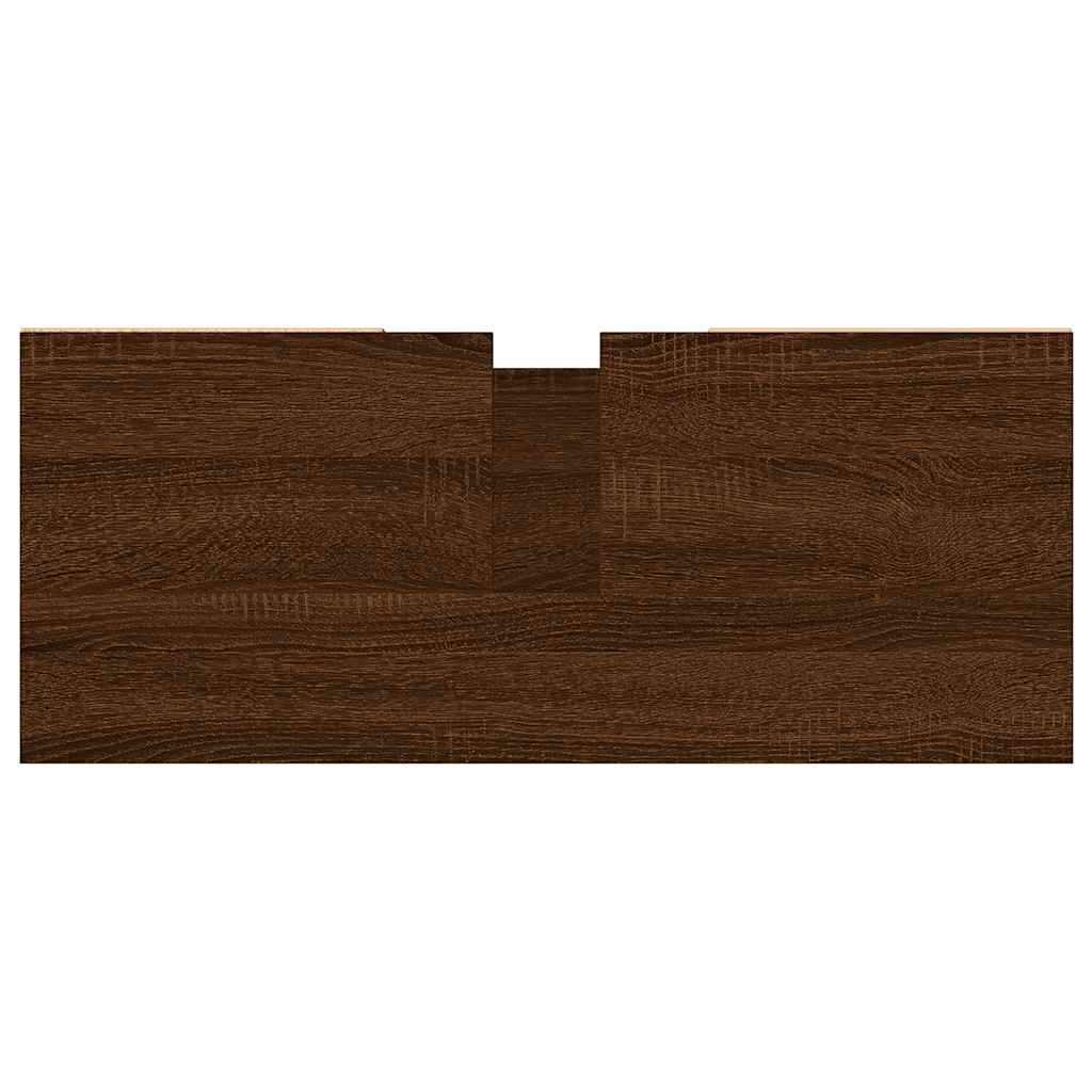 badeværelsesskab 80x33x60 cm konstrueret træ brun egetræsfarve