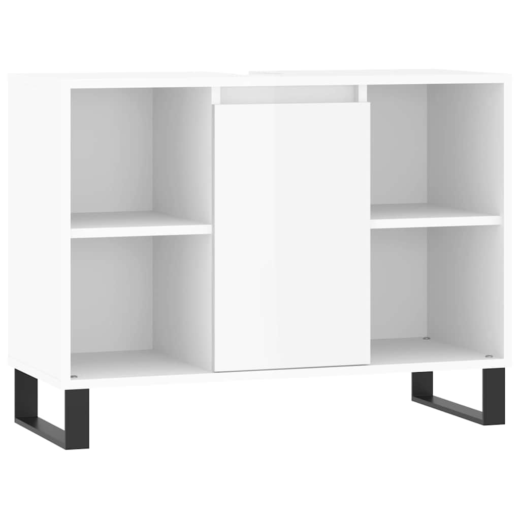badeværelsesskab 80x33x60 cm konstrueret træ hvid højglans