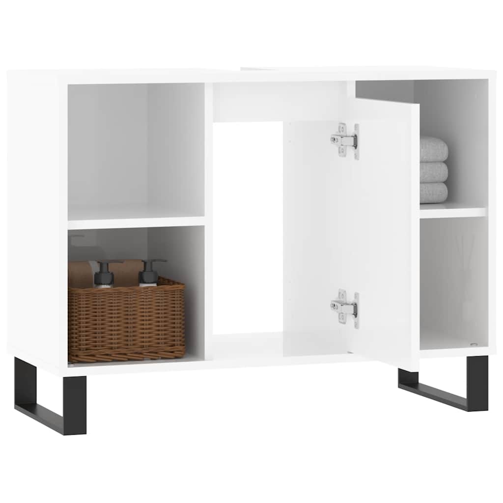 badeværelsesskab 80x33x60 cm konstrueret træ hvid højglans
