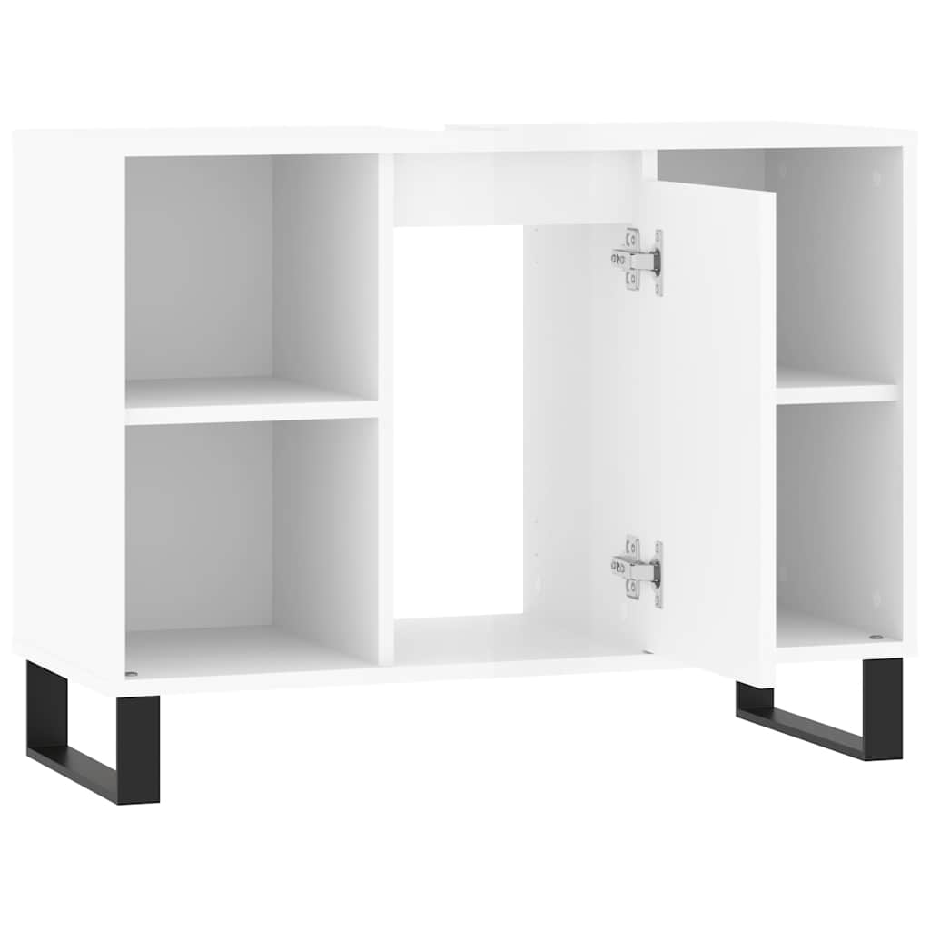 badeværelsesskab 80x33x60 cm konstrueret træ hvid højglans