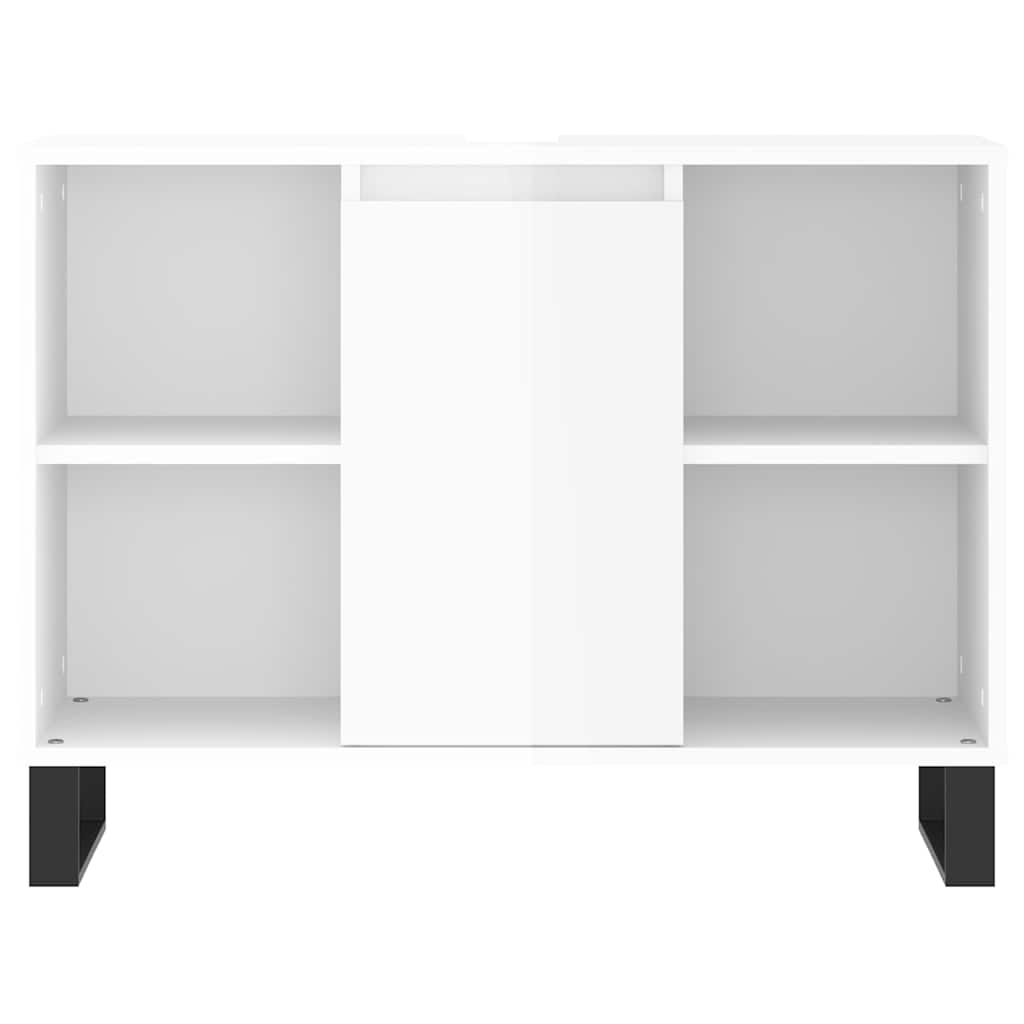 badeværelsesskab 80x33x60 cm konstrueret træ hvid højglans