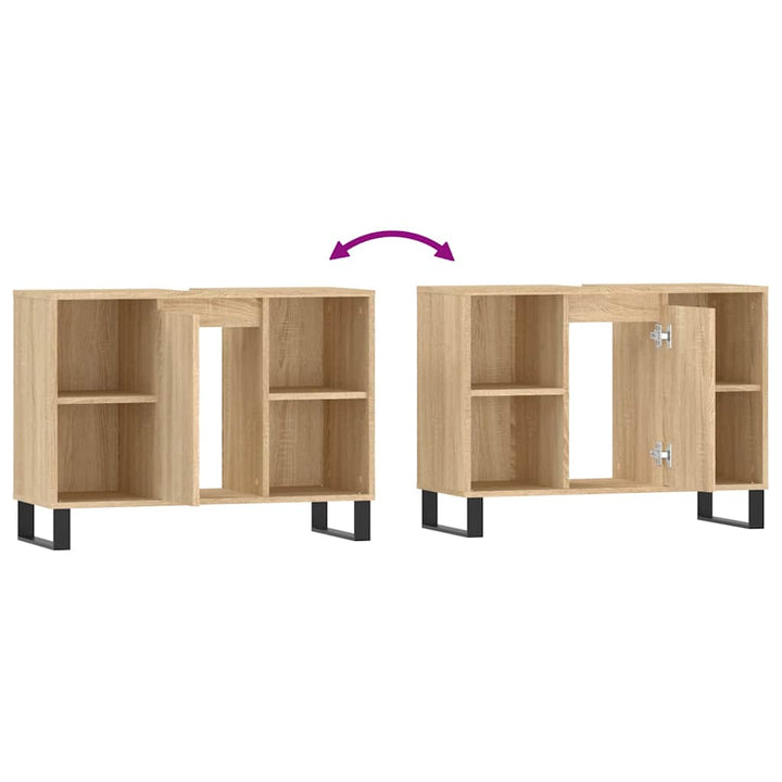 badeværelsesskab 80x33x60 cm konstrueret træ sonoma-eg