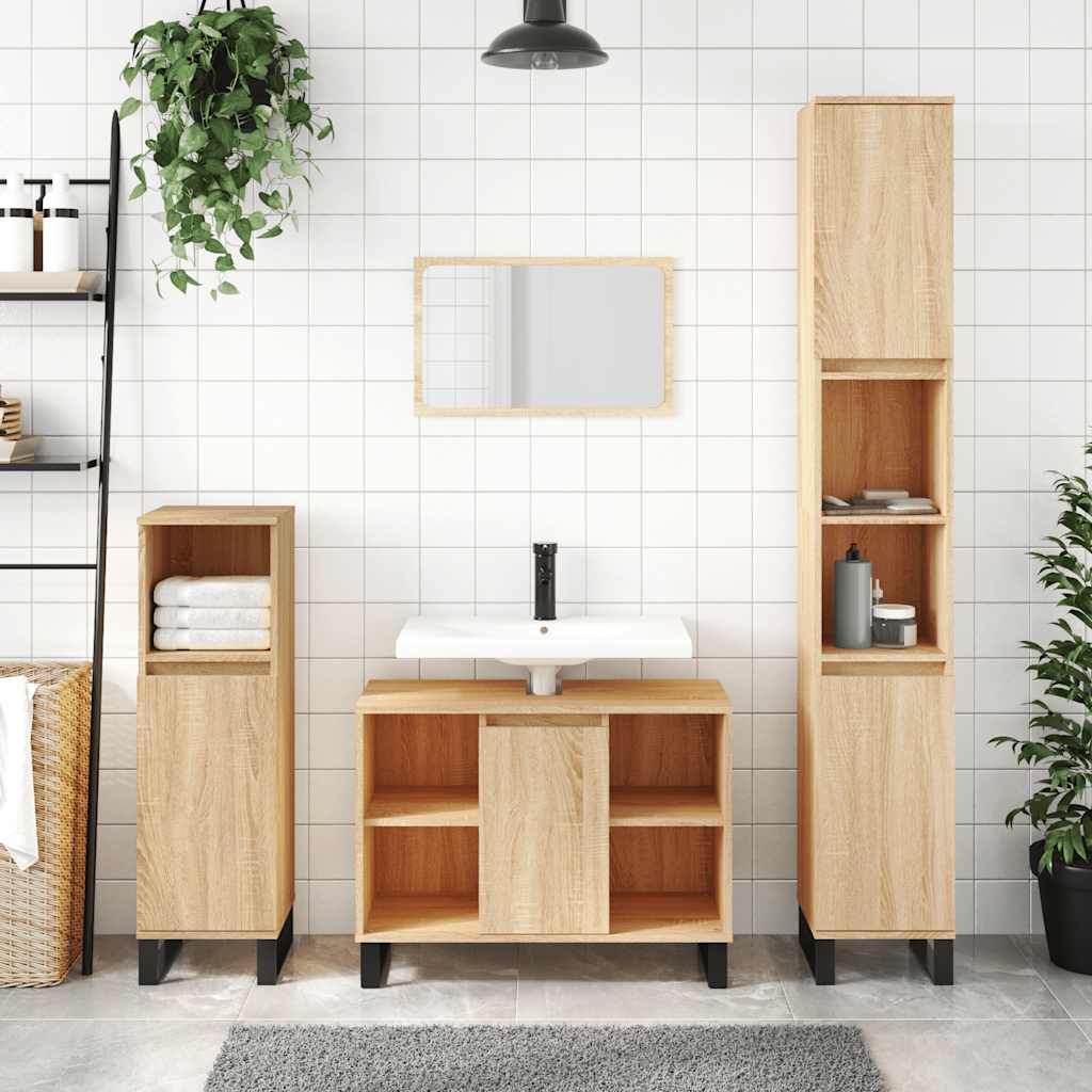 badeværelsesskab 80x33x60 cm konstrueret træ sonoma-eg