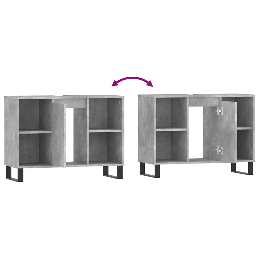 badeværelsesskab 80x33x60 cm konstrueret træ betongrå
