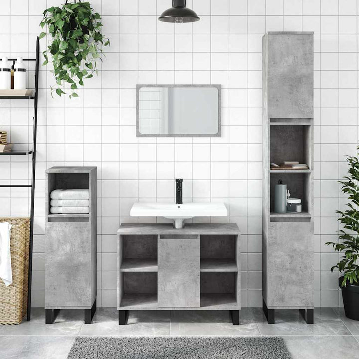 badeværelsesskab 80x33x60 cm konstrueret træ betongrå