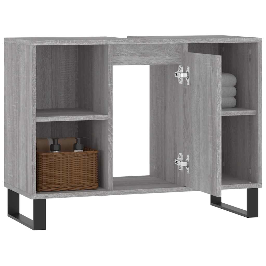 badeværelsesskab 80x33x60 cm konstrueret træ grå sonoma-eg