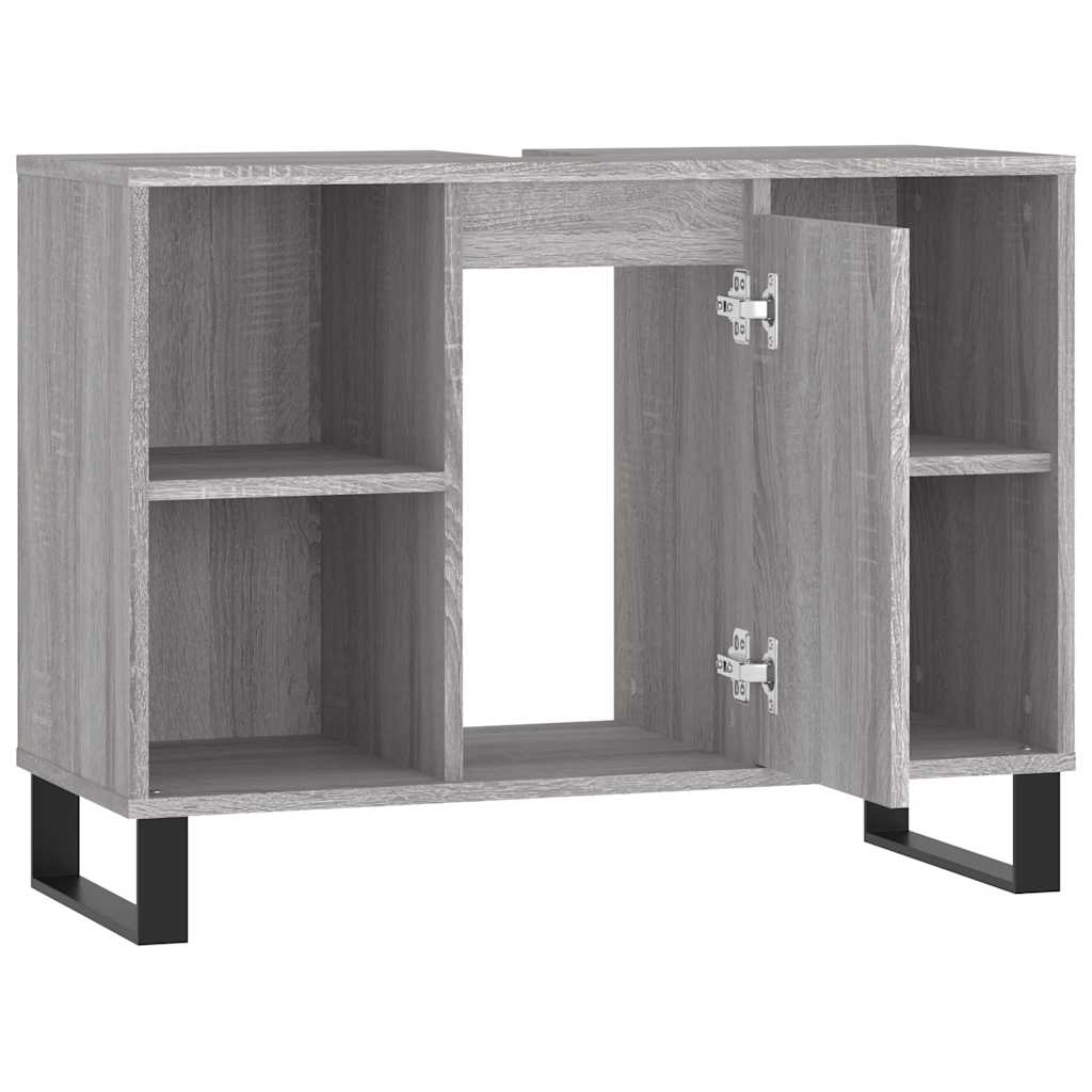 badeværelsesskab 80x33x60 cm konstrueret træ grå sonoma-eg