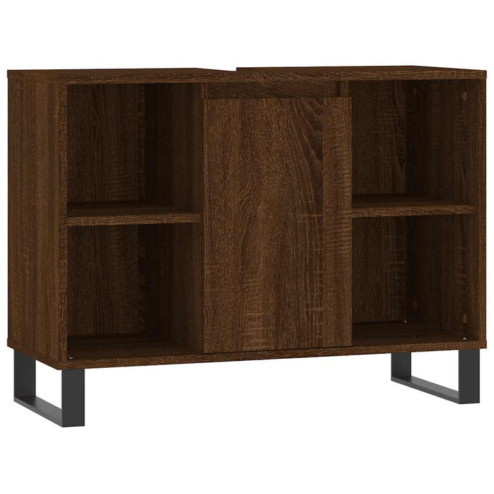 badeværelsesskab 80x33x60 cm konstrueret træ brun egetræsfarve