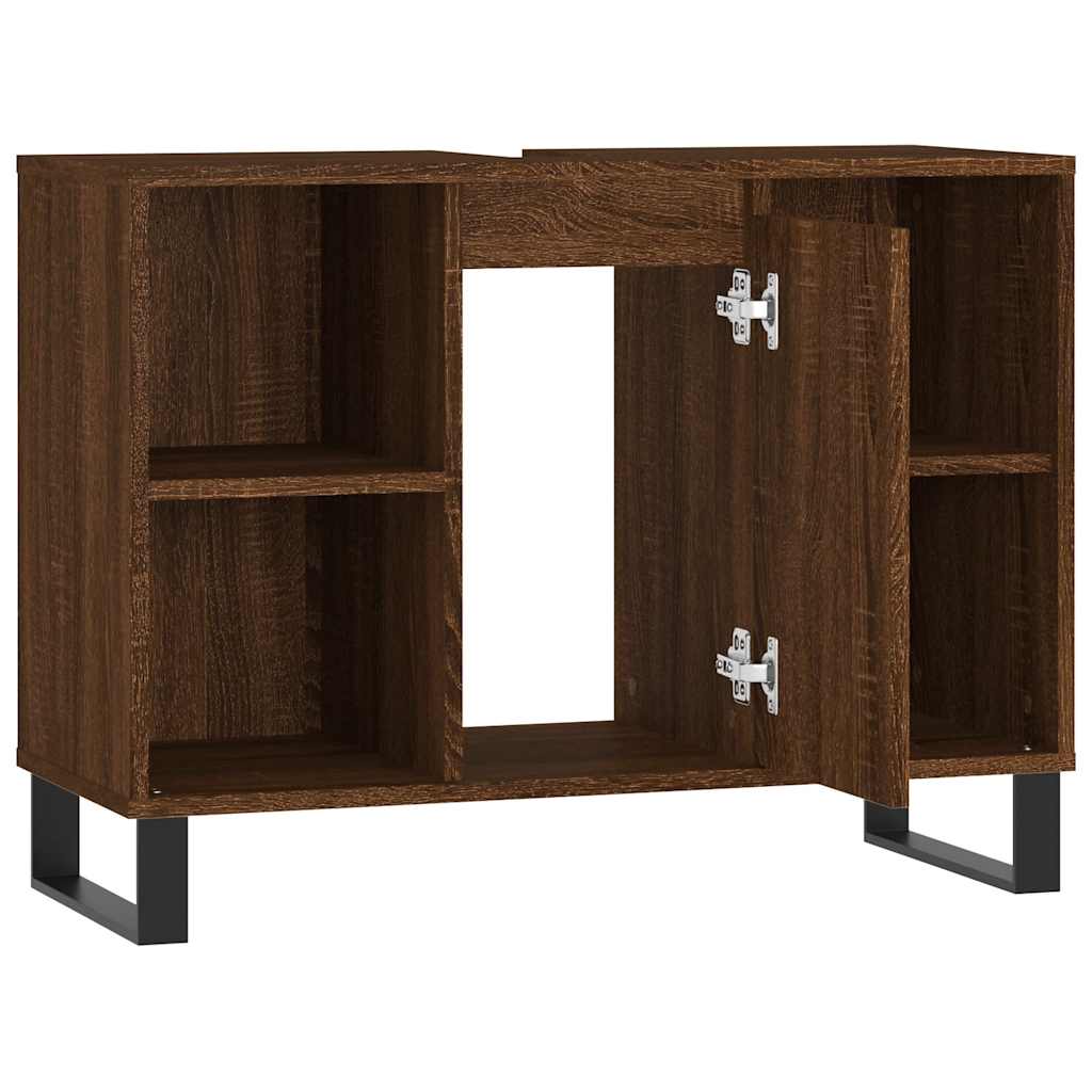 badeværelsesskab 80x33x60 cm konstrueret træ brun egetræsfarve