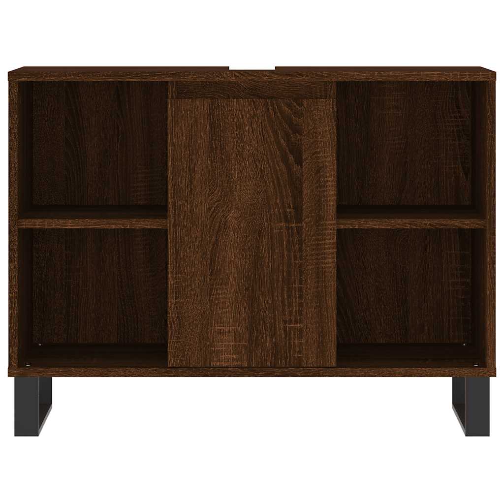 badeværelsesskab 80x33x60 cm konstrueret træ brun egetræsfarve