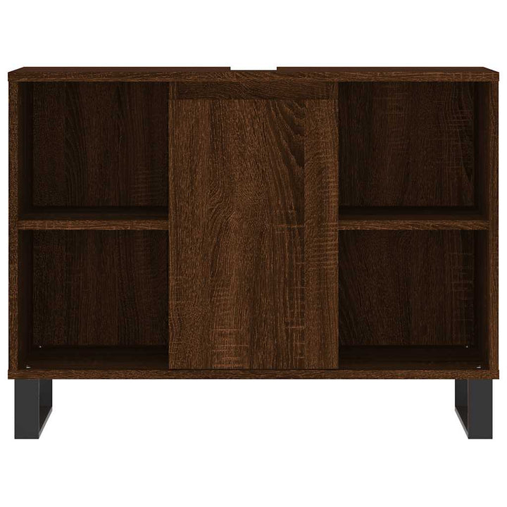 badeværelsesskab 80x33x60 cm konstrueret træ brun egetræsfarve