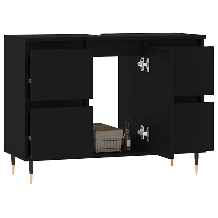 badeværelsesskab 80x33x60 cm konstrueret træ sort