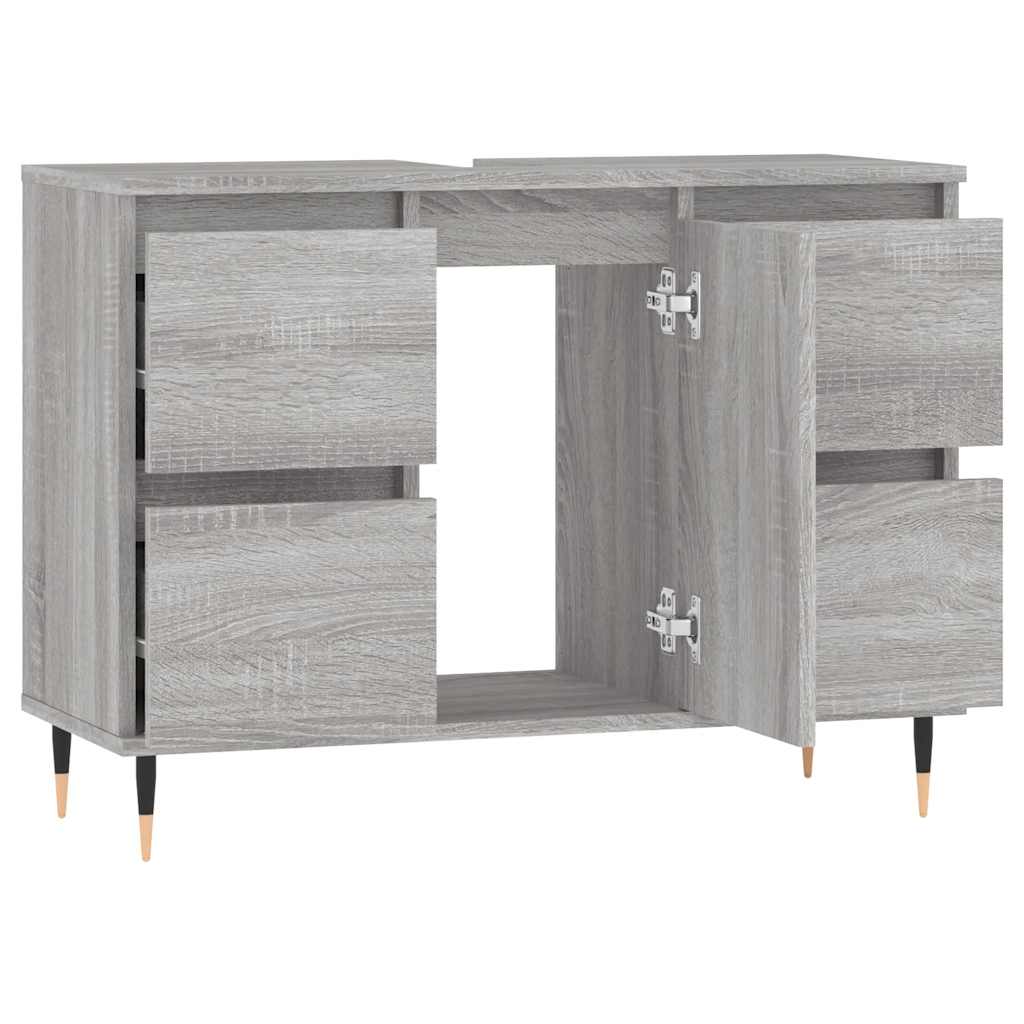 badeværelsesskab 80x33x60 cm konstrueret træ grå sonoma-eg