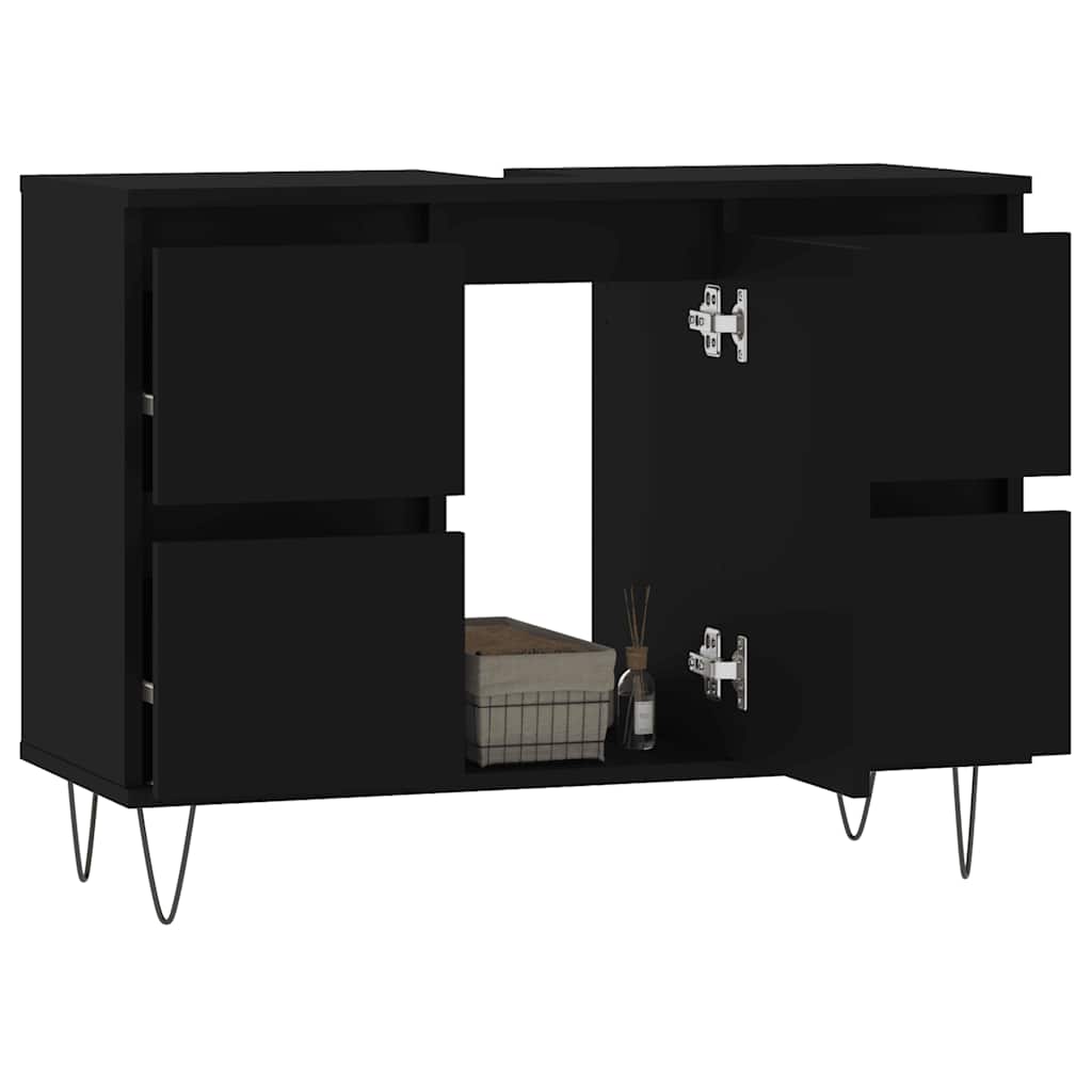 badeværelsesskab 80x33x60 cm konstrueret træ sort