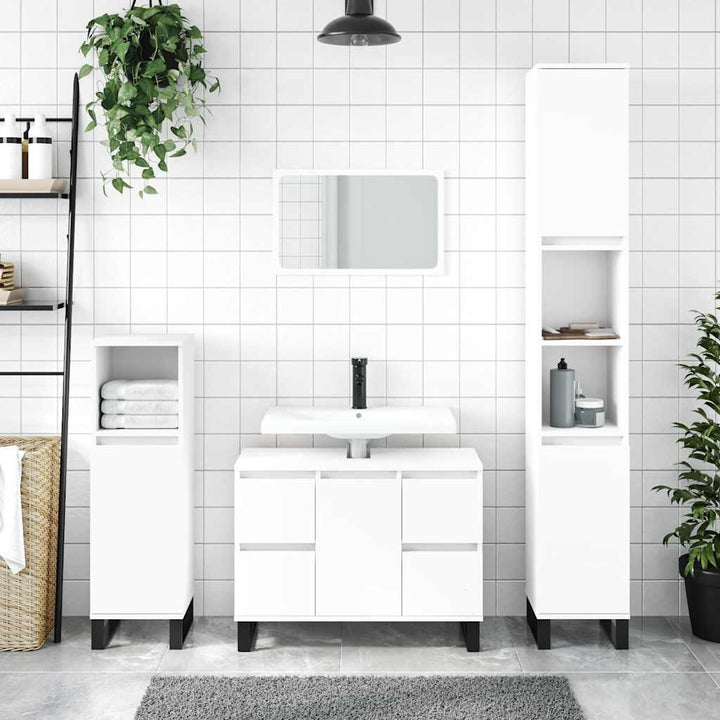 badeværelsesskab 80x33x60 cm konstrueret træ hvid