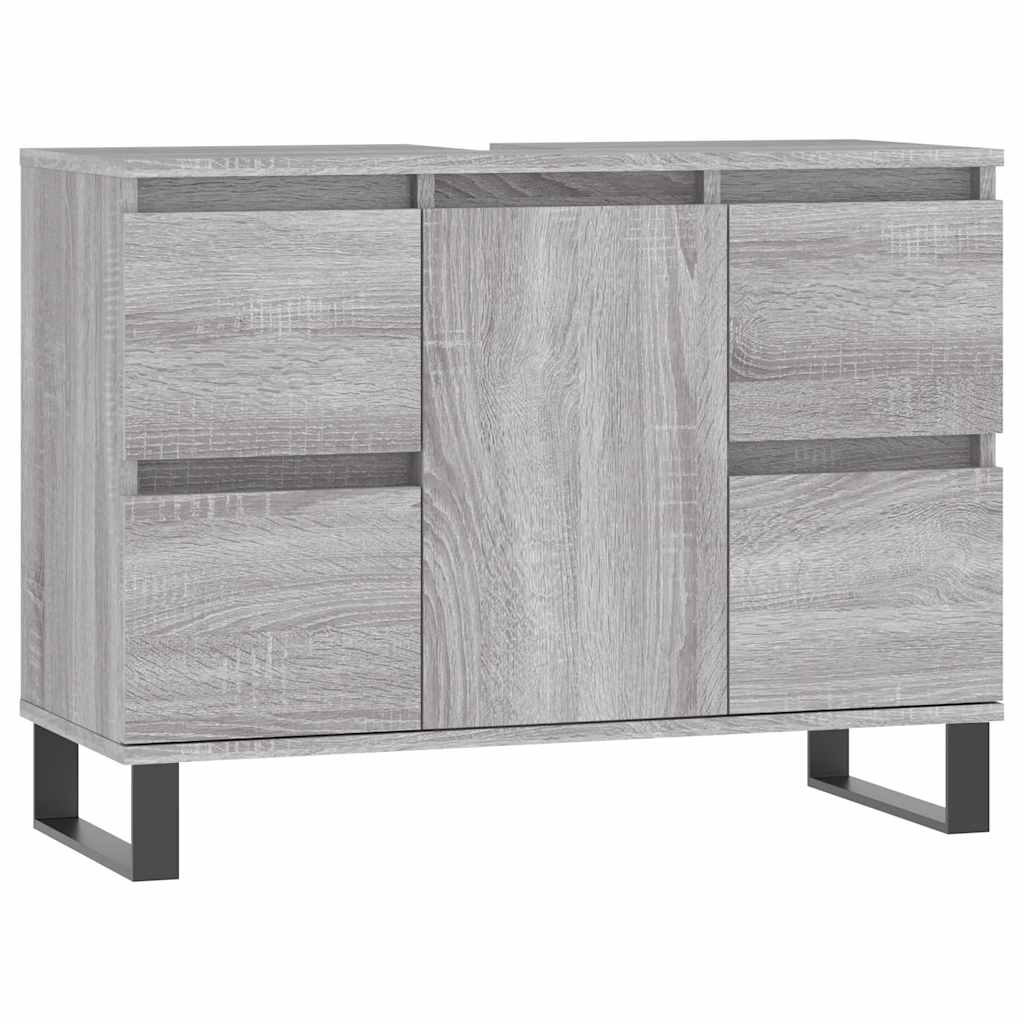 badeværelsesskab 80x33x60 cm konstrueret træ grå sonoma-eg