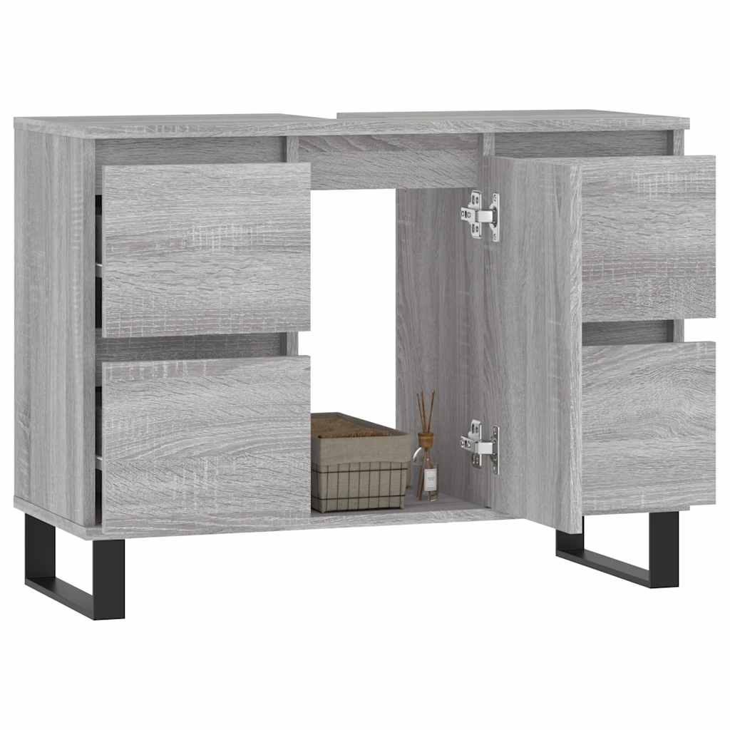 badeværelsesskab 80x33x60 cm konstrueret træ grå sonoma-eg