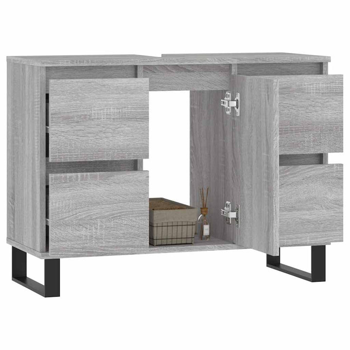 badeværelsesskab 80x33x60 cm konstrueret træ grå sonoma-eg