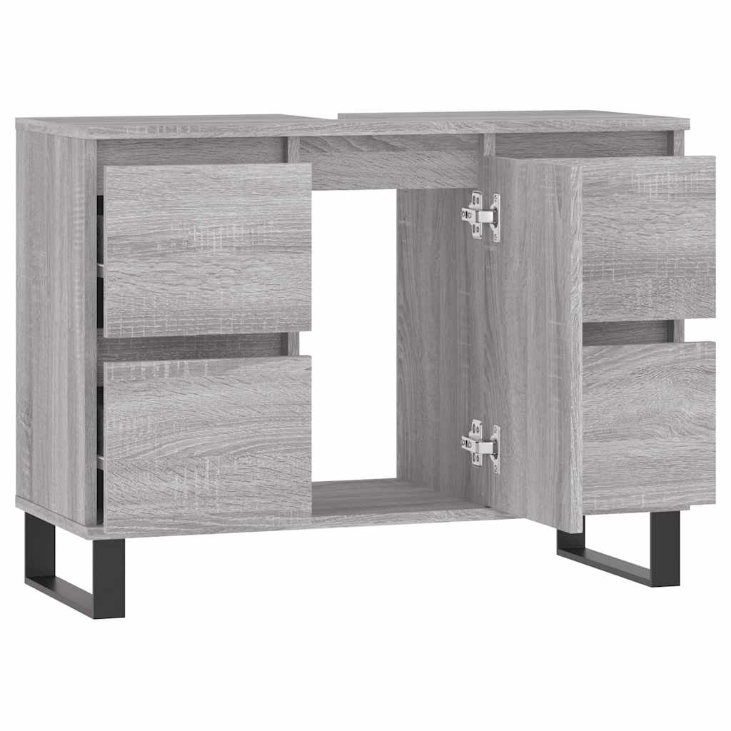 badeværelsesskab 80x33x60 cm konstrueret træ grå sonoma-eg