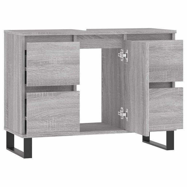 badeværelsesskab 80x33x60 cm konstrueret træ grå sonoma-eg