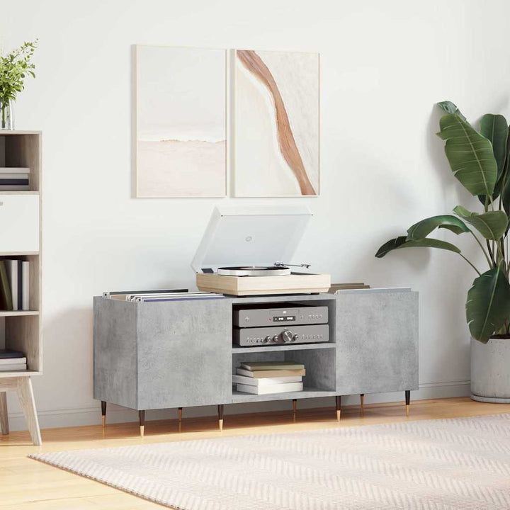 vinylskab 121x38x48 cm konstrueret træ betongrå