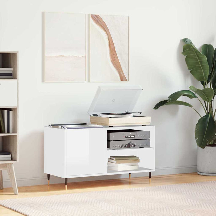vinylskab 85x38x48 cm konstrueret træ hvid højglans