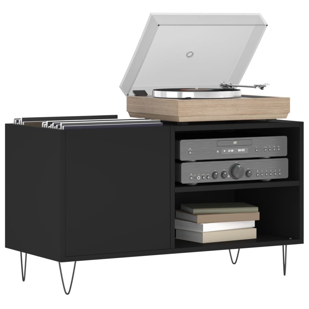 vinylskab 85x38x48 cm konstrueret træ sort