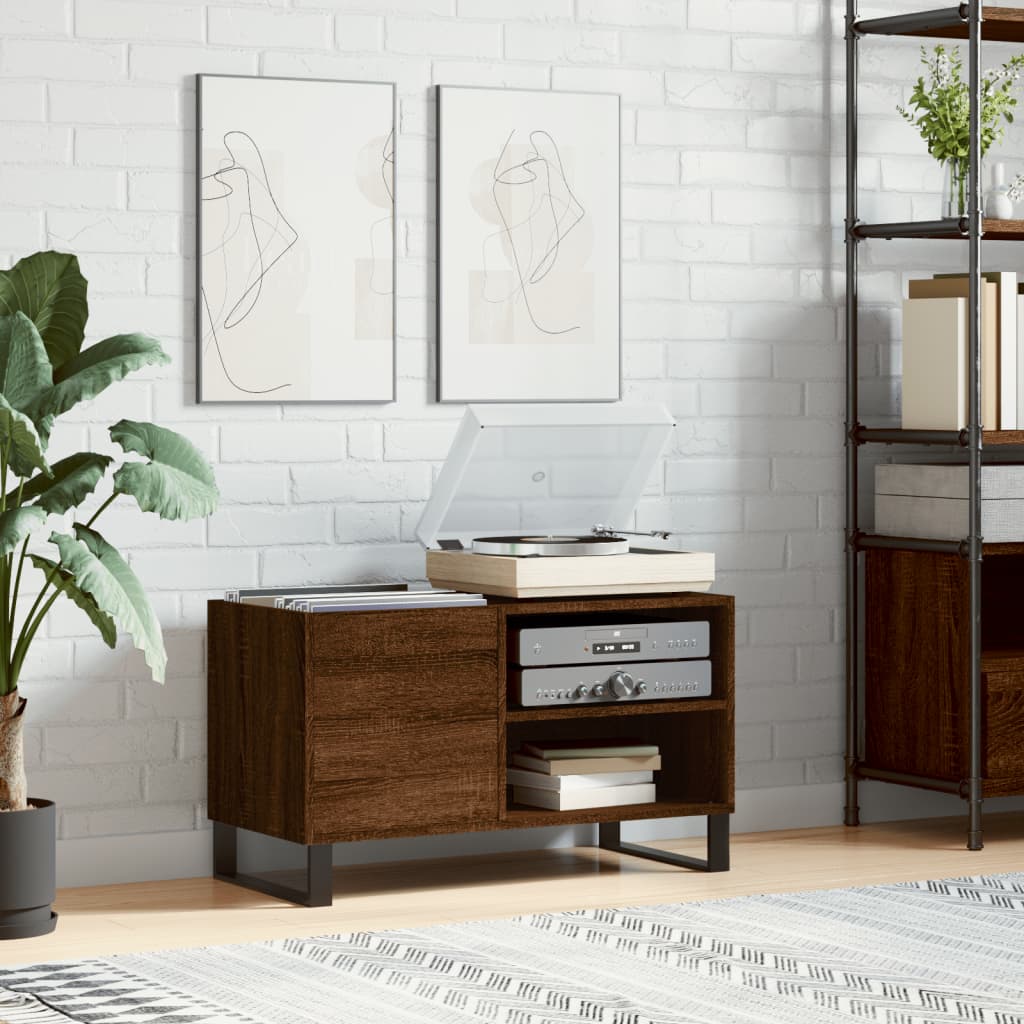 vinylskab 85x38x48 cm konstrueret træ brun egetræsfarve