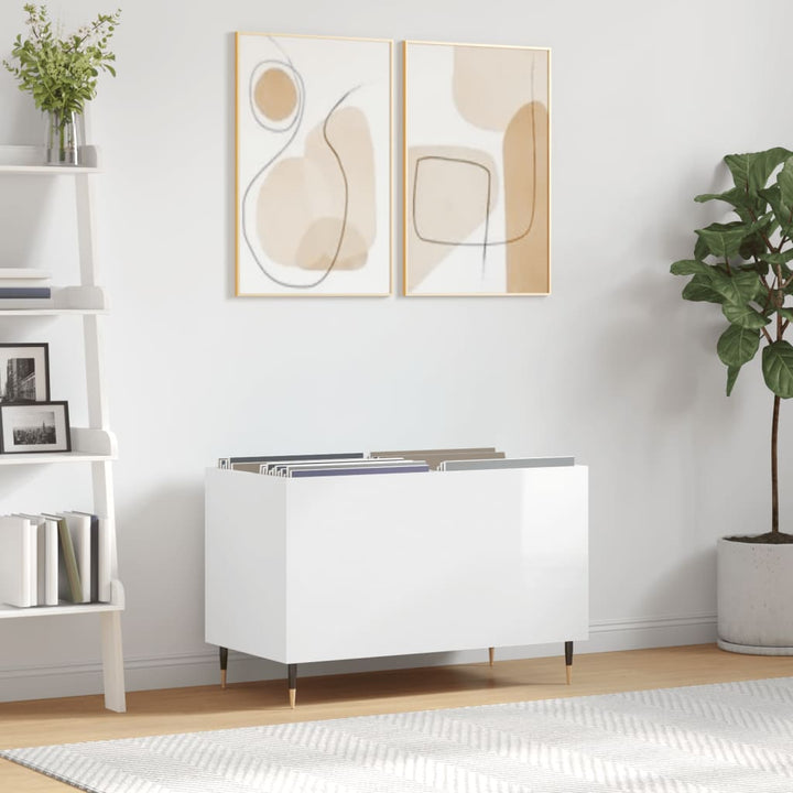 vinylskab 74,5x38x48 cm konstrueret træ hvid højglans