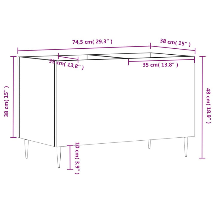 vinylskab 74,5x38x48 cm konstrueret træ grå sonoma-eg