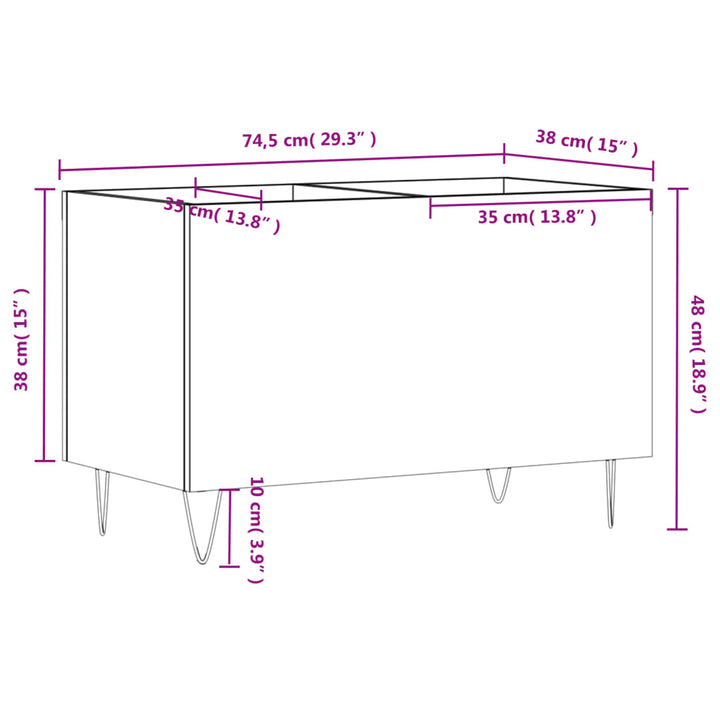 vinylskab 74,5x38x48 cm konstrueret træ grå sonoma-eg