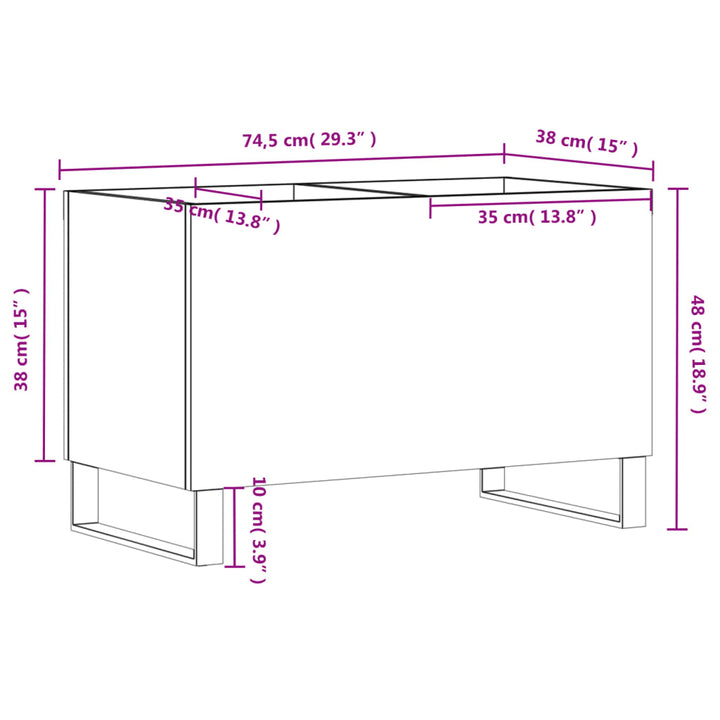 vinylskab 74,5x38x48 cm konstrueret træ sort