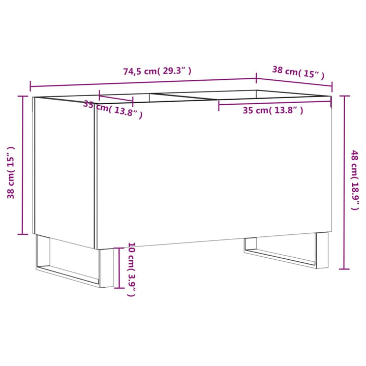 vinylskab 74,5x38x48 cm konstrueret træ hvid højglans
