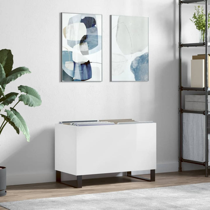 vinylskab 74,5x38x48 cm konstrueret træ hvid højglans