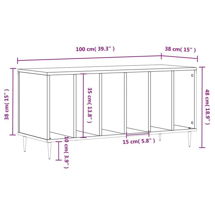 vinylskab 100x38x48 cm konstrueret træ hvid