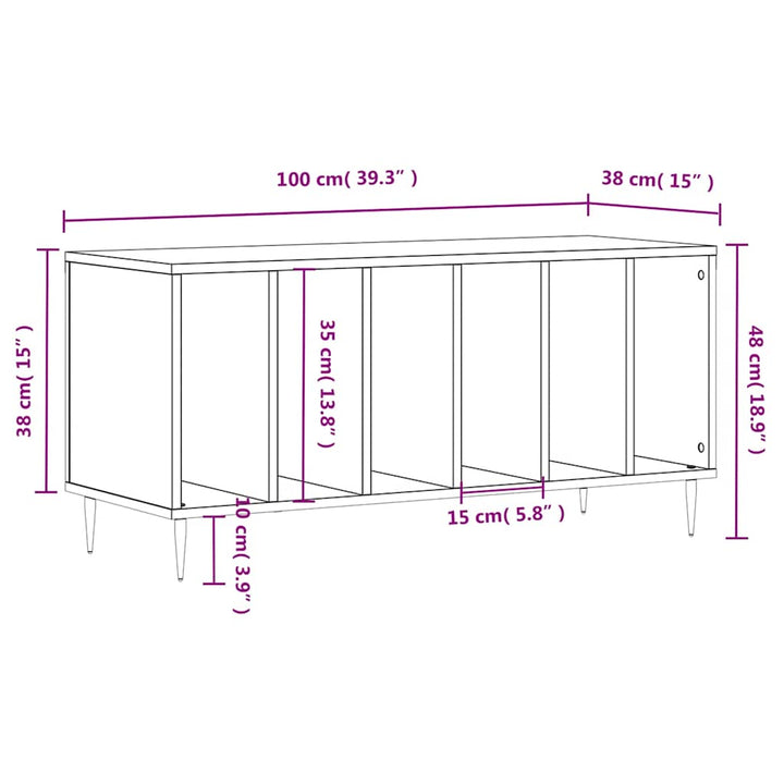 vinylskab 100x38x48 cm konstrueret træ sort