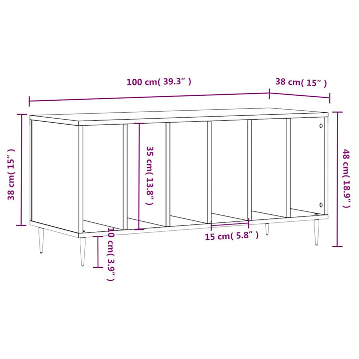 vinylskab 100x38x48 cm konstrueret træ sort