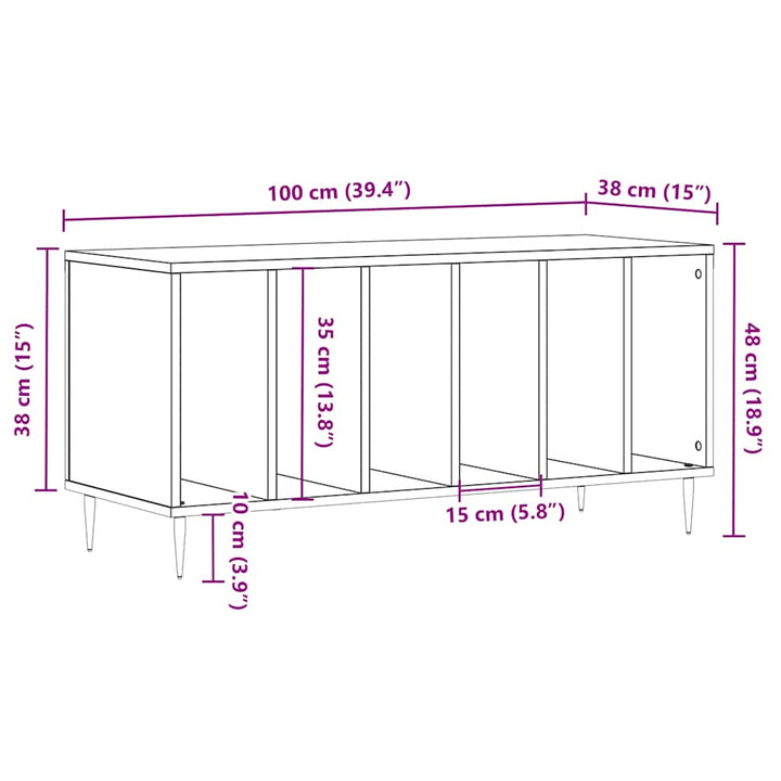 vinylskab 100x38x48 cm konstrueret træ sonoma-eg