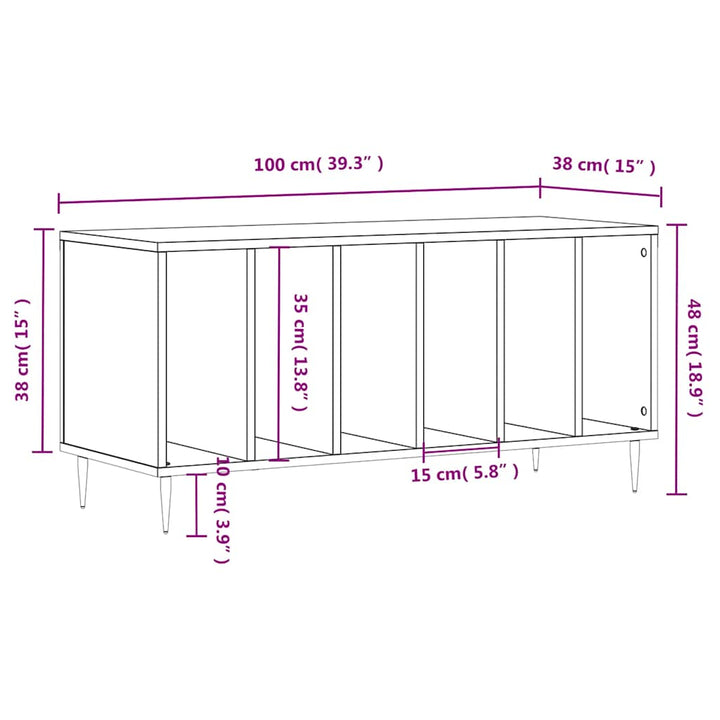 vinylskab 100x38x48 cm konstrueret træ betongrå