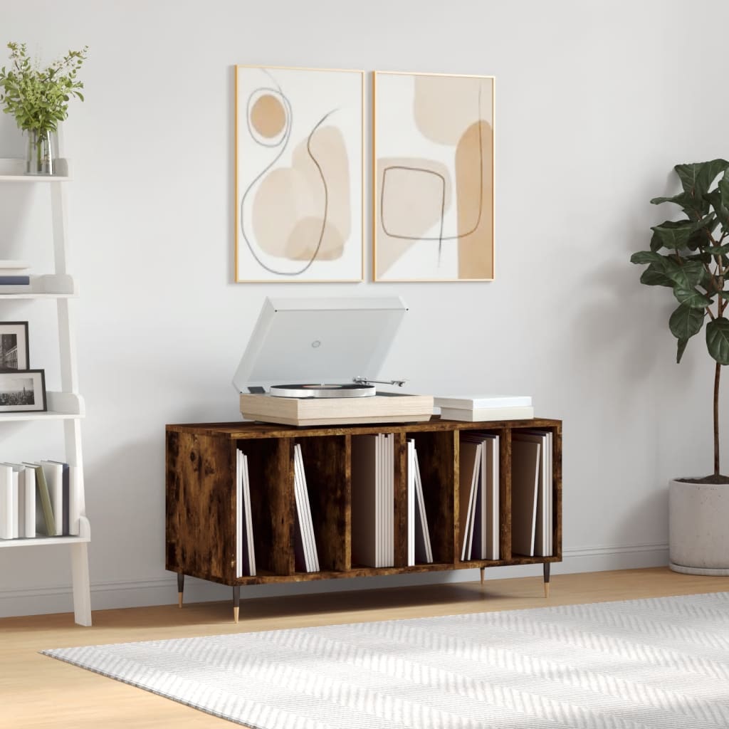 vinylskab 100x38x48 cm konstrueret træ røget egetræsfarve
