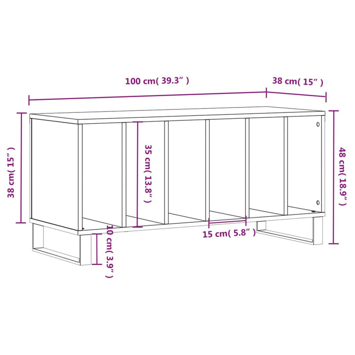 vinylskab 100x38x48 cm konstrueret træ sonoma-eg