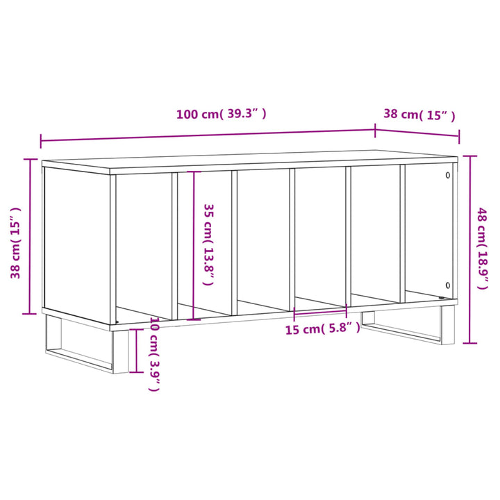 vinylskab 100x38x48 cm konstrueret træ grå sonoma-eg