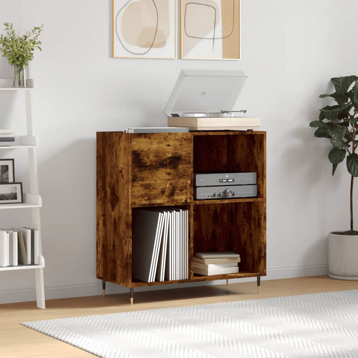 vinylskab 84,5x38x89 cm konstrueret træ røget egetræsfarve
