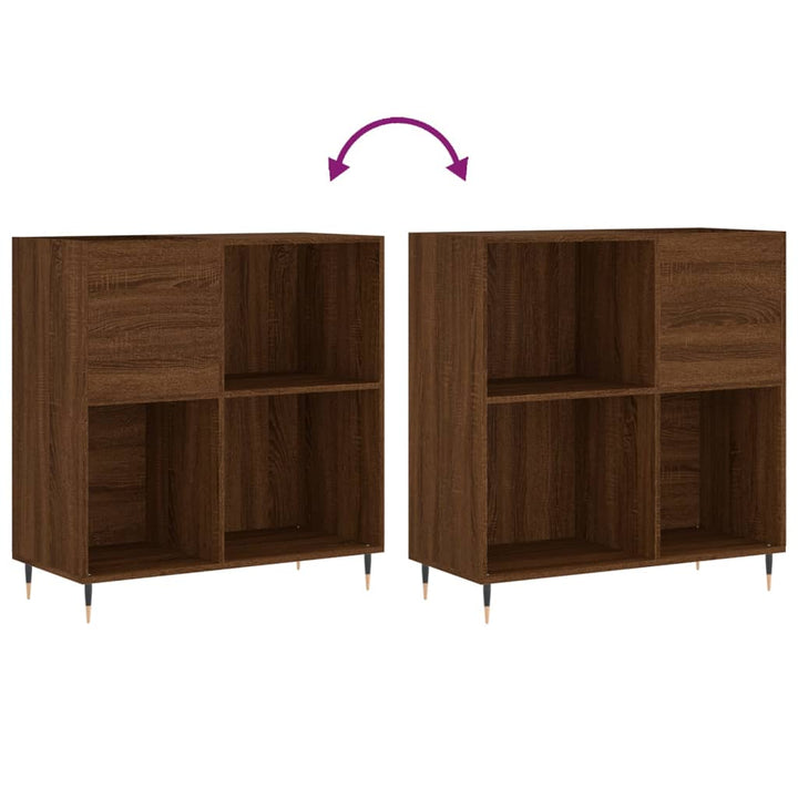 vinylskab 84,5x38x89 cm konstrueret træ brun egetræsfarve