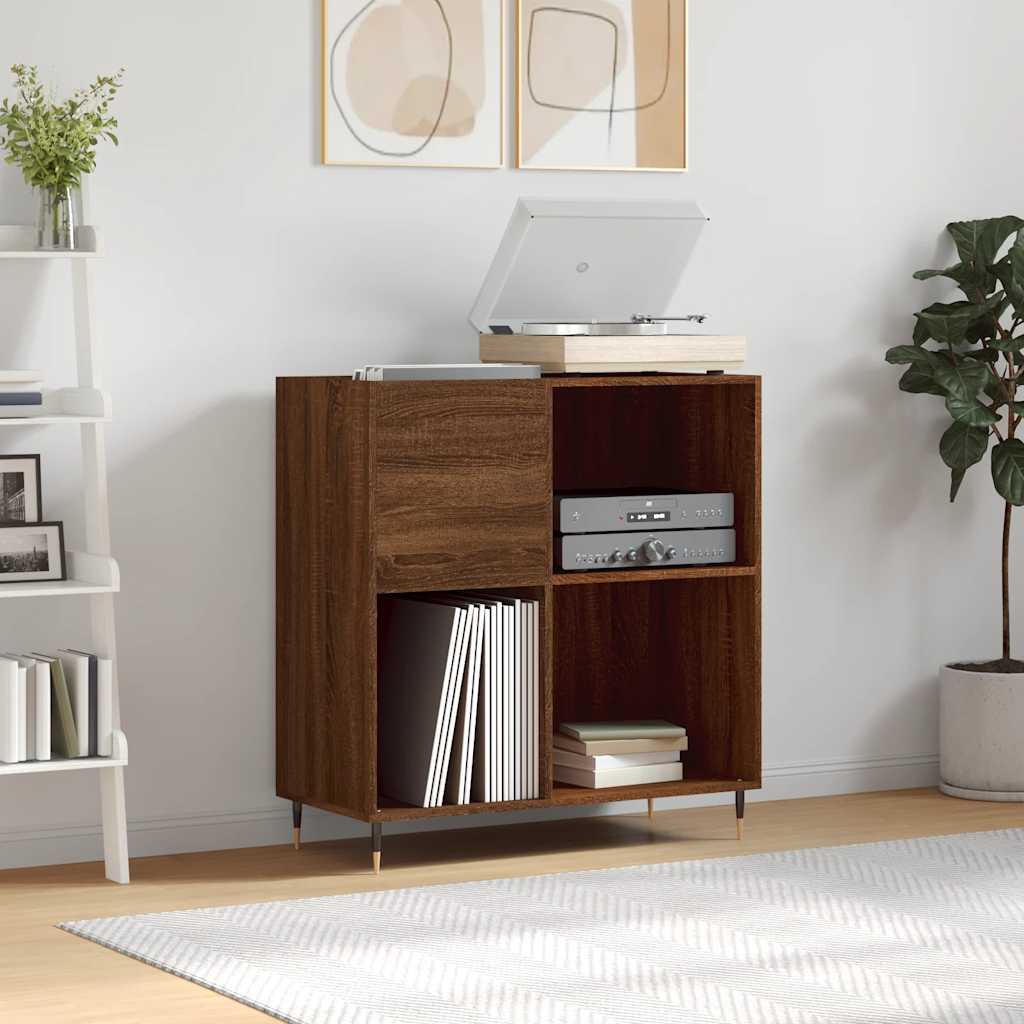 vinylskab 84,5x38x89 cm konstrueret træ brun egetræsfarve