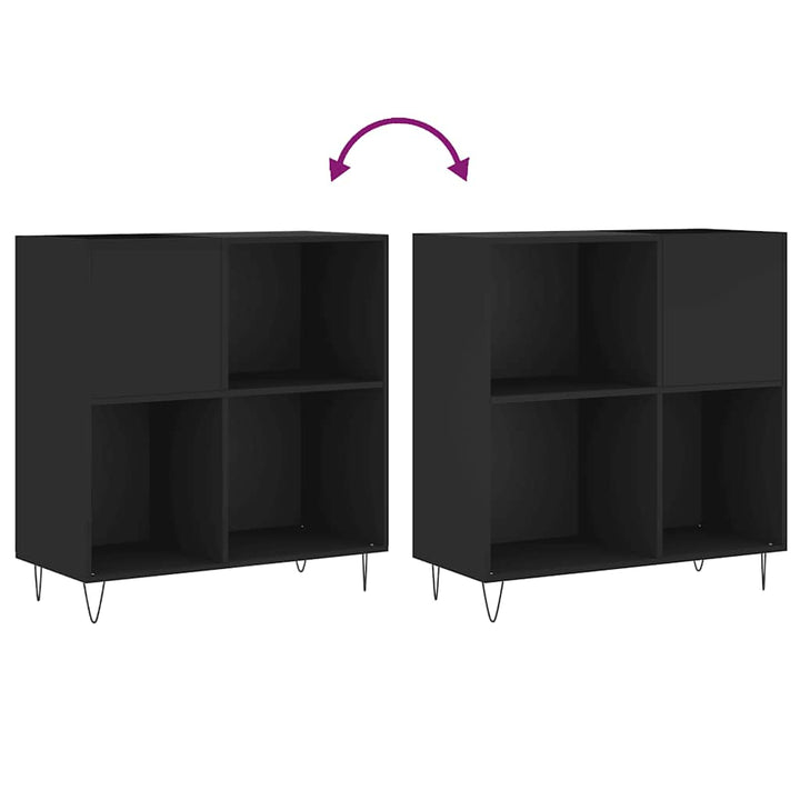 vinylskab 84,5x38x89 cm konstrueret træ sort