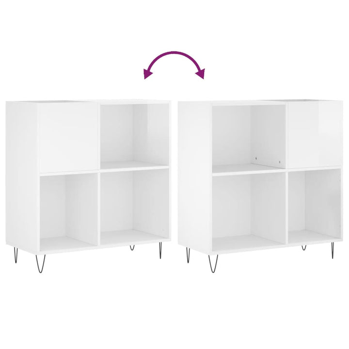 vinylskab 84,5x38x89 cm konstrueret træ hvid højglans