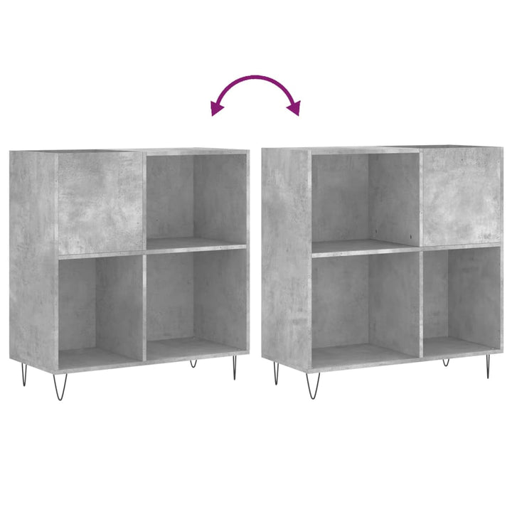 vinylskab 84,5x38x89 cm konstrueret træ betongrå